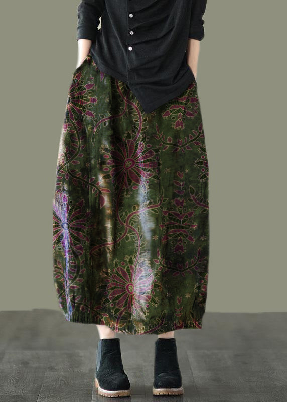 Brown Leopard Print Retro Print a Line Pockets Fall Skirts