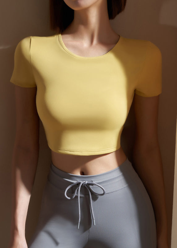 Hot Yellow O-neck Gymshark Yoga Top