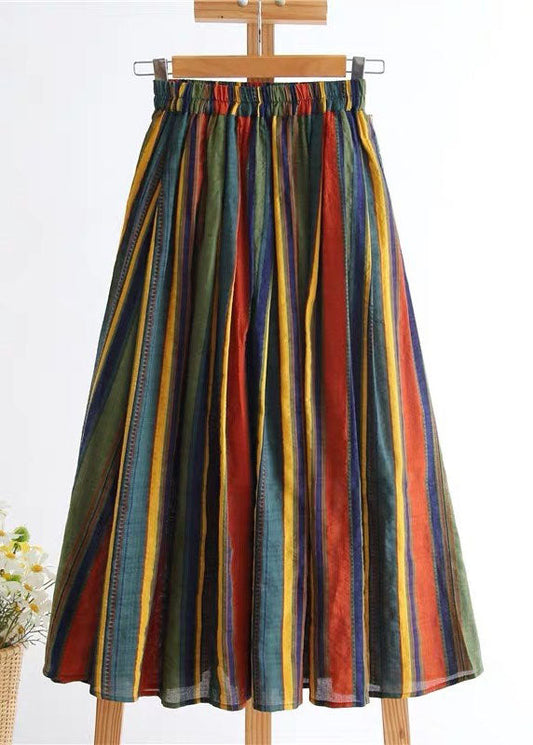 Unique Rainbow Elastic Waist Striped Skirt Spring