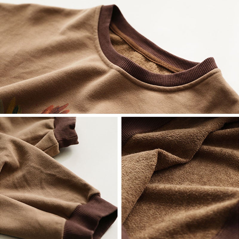 Loose Foral Cotton Sweater