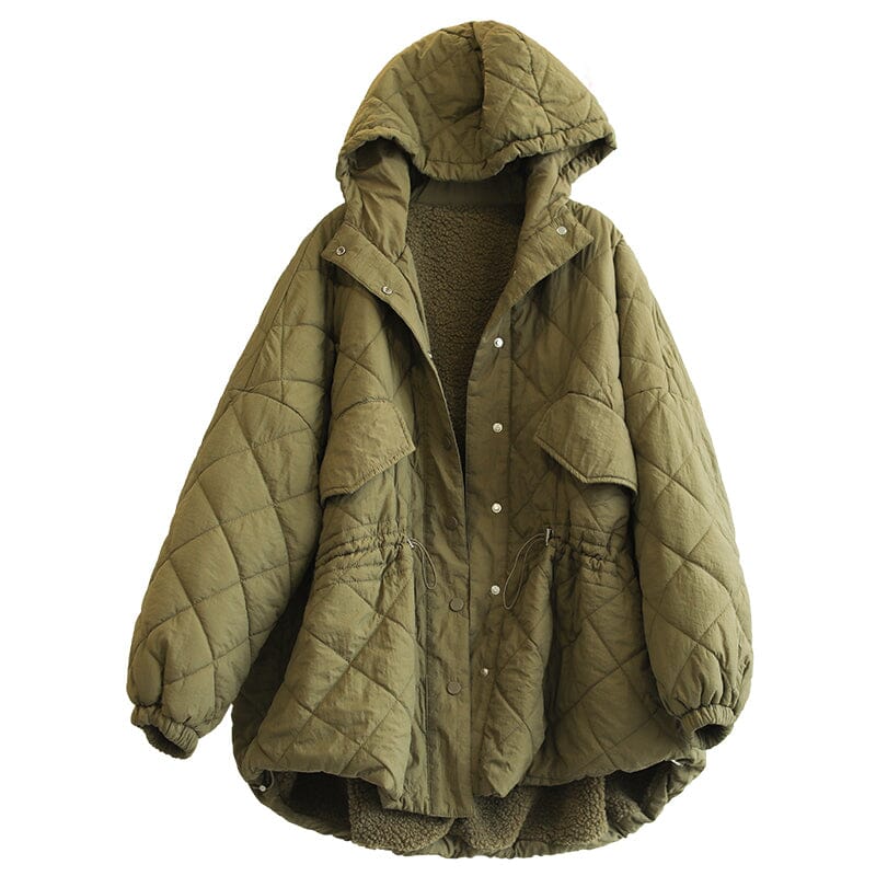 Winter Loose Retro Cotton Quilted Hooded Coat