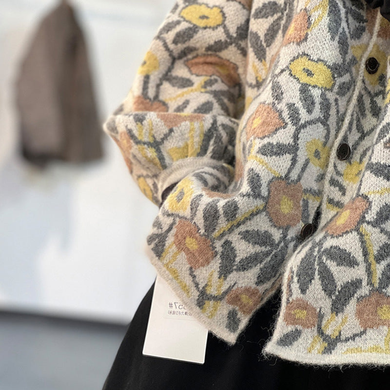 Style Jacquard Knitted Literary Plush Sweater