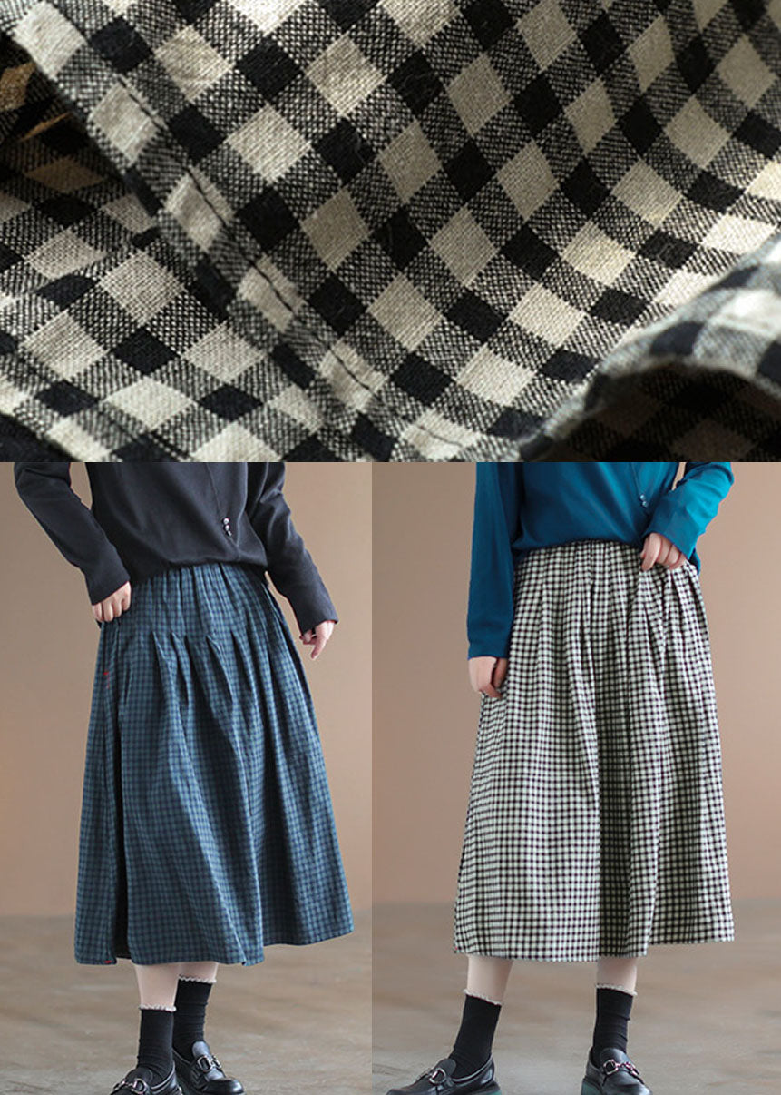 Handmade Red Plaid Circle a Line Spring Skirts