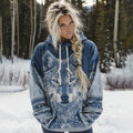 Comstylish Women's Viking Celtic Knot With Wolf Head Art Hooded Sweater