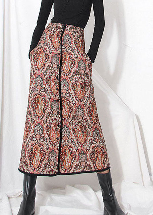 French Print Fine Cotton Filled Skirts Winter