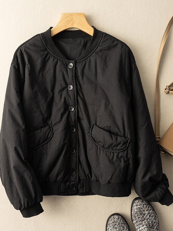 Long Sleeve Round Neck 100% Natural Fabric Button Down Coat