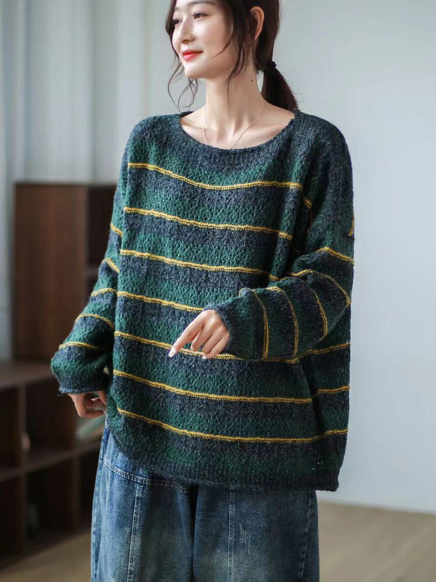 Striped Long Sleeve Loose Sweater