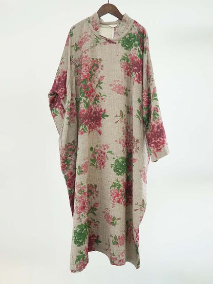 Print Cotton Linen Loose Dress