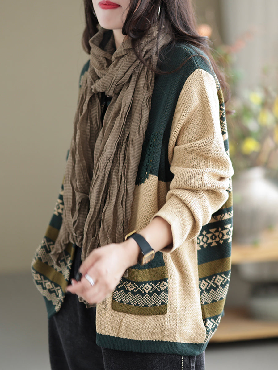 Autumn Patchwork Loose Sweaters