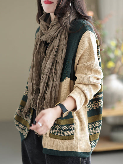 Autumn Patchwork Loose Sweaters