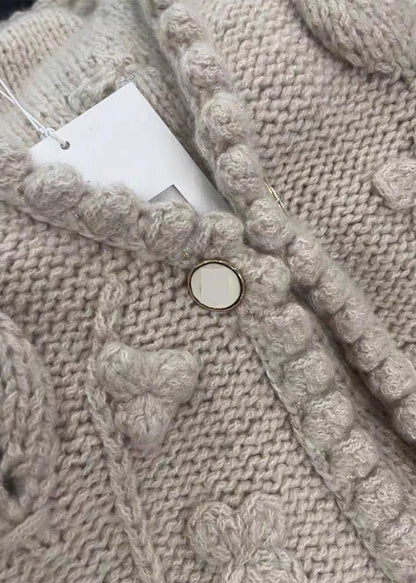 Classy Beige V Neck Button Cotton Knit Waistcoat Sleeveless