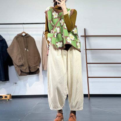 Contrast Jacquard Knit Pullover Knit Vest