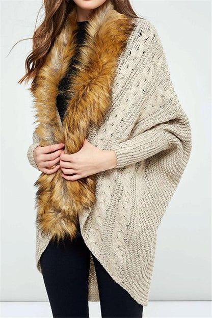 Buffy Faux Fur Cable Knit Cardigan