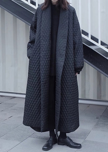 Black Peter Pan Collar Oversized Fine Cotton Filled Puffers Jackets Winter
