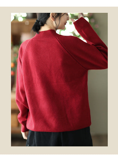 Retro Buckle Knit Loose Sweater