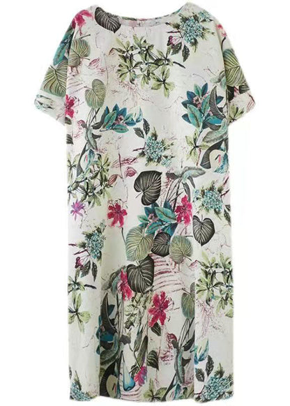Cotton Dresses Clothing Shirt Dress Big Pockets Short Sleeve Cotton Clothing Dress