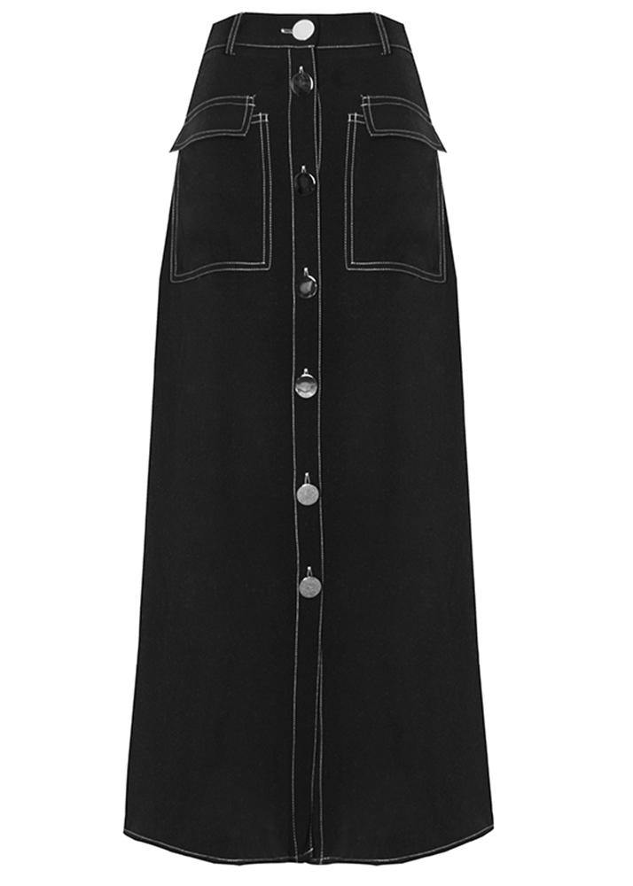 Black High Waist Pockets Skirts Summer