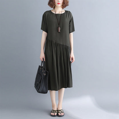 Boutique Black Long Cotton Dresses O Neck Clothing Dress Boutique Baggy Dresses