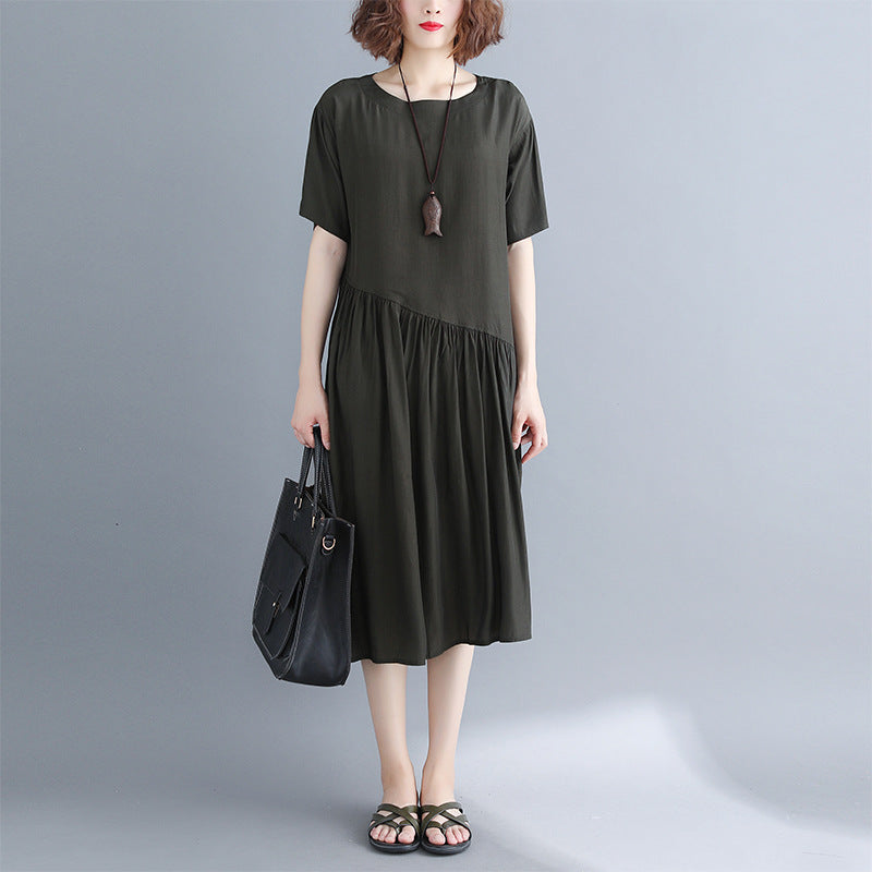 Boutique Black Long Cotton Dresses O Neck Clothing Dress Boutique Baggy Dresses