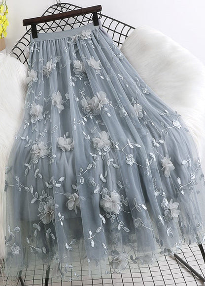 Natural Pink Embroidered Tulle Skirts Spring