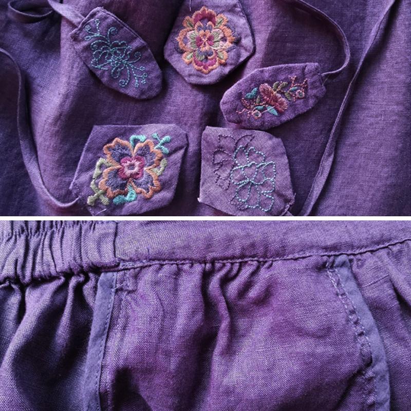 Cozy Linen Tassel Embroidery Loose Skirt
