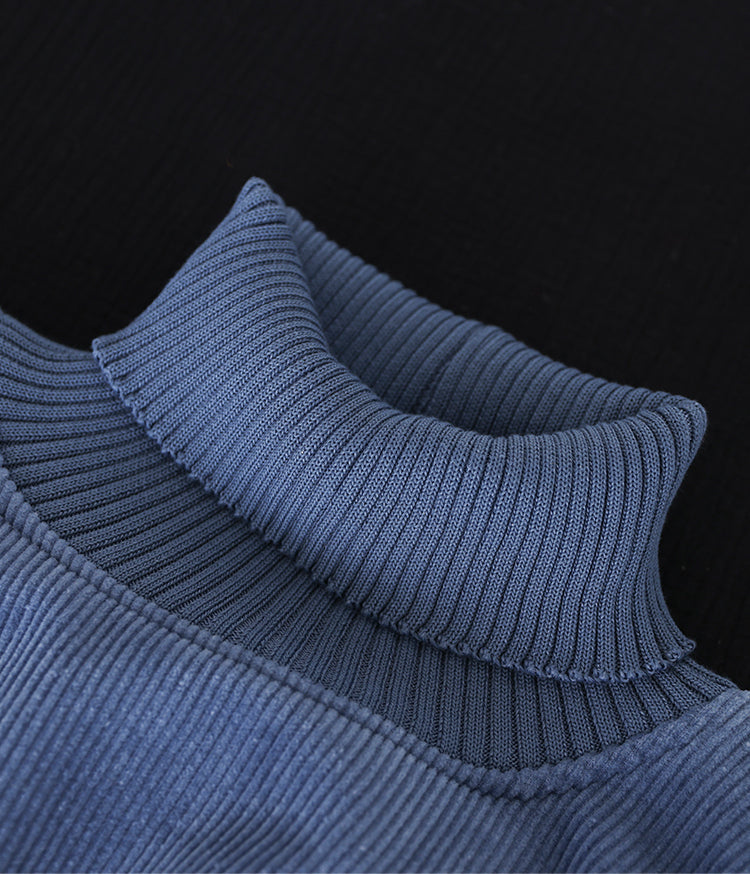 Corduroy Color Plus Velvet Thick Loose Turtleneck Top
