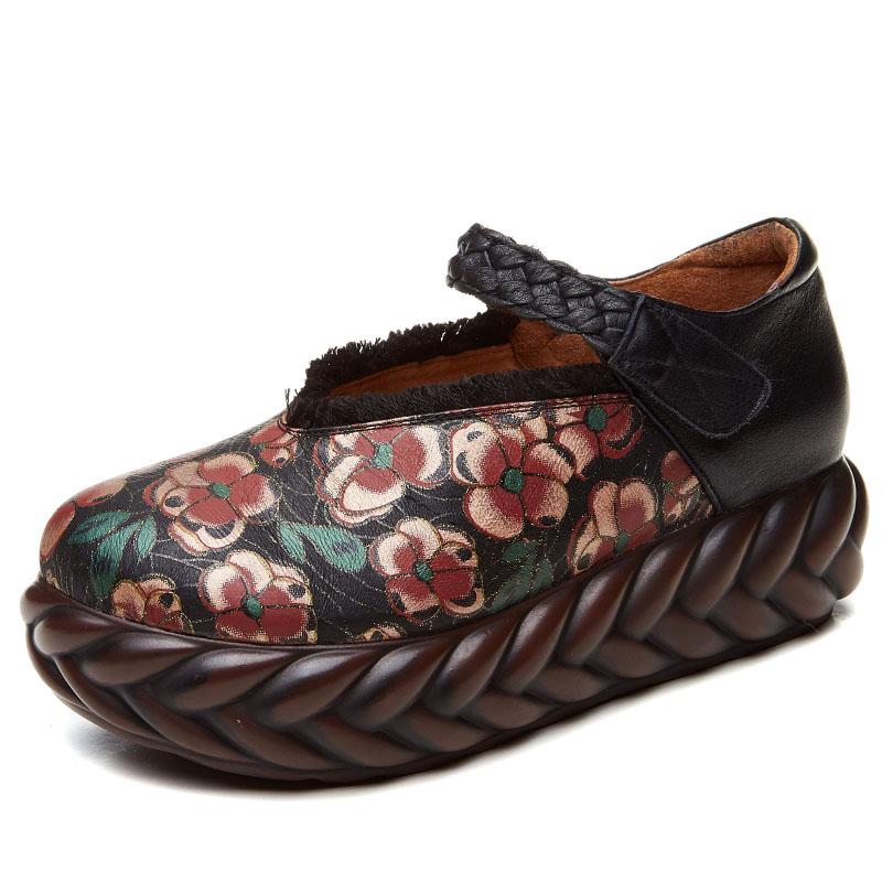 Real Leather Sponge Retro Shoes