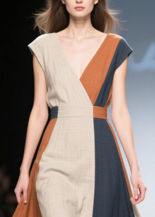 Asymmetrical Patchwork Exra Large Hem Cotton Dress Summer