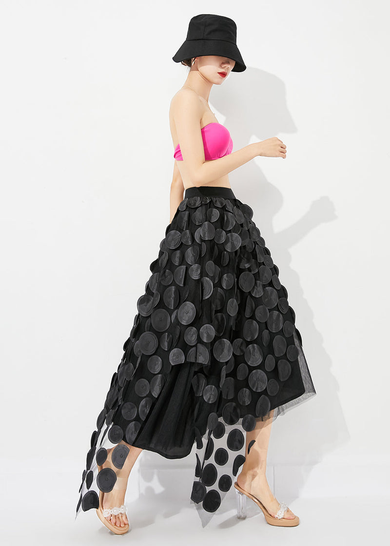 Stylish Black Asymmetrical Exra Large Hem Tulle a Line Skirts Summer