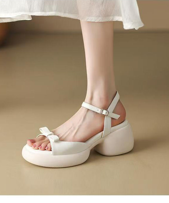 Rose Peep Toe Splicing Chunky Slide Sandals