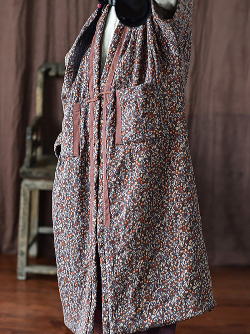 Winter Warm Pocket Print Coat