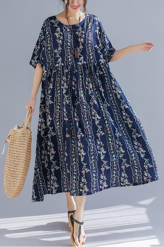 French O Neck Extra Large Hem Cotton Linen Soft Surroundings Runway Art Dress Summer