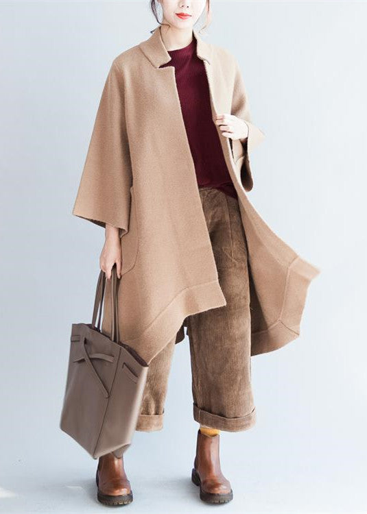 Khaki Oversized Woolen Coats Loose Woolen Jackets Outwear