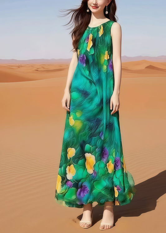 Oversized Print Cotton Holiday Dress Sleeveless
