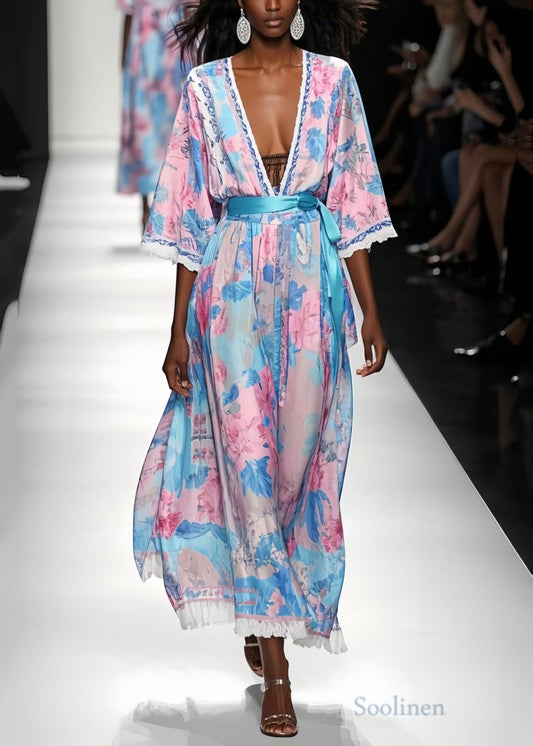 Print Draping Chiffon Tunic Dress Summer