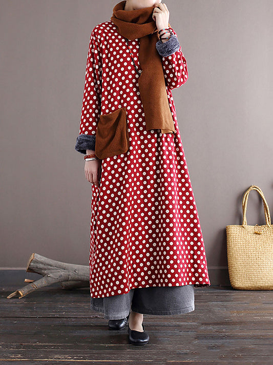 Dot Pocket Loose Thick Dress
