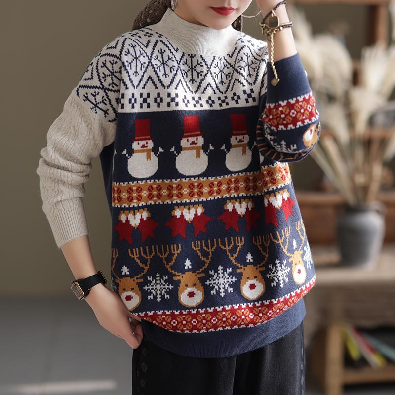 Winter Christmas Style Wool Knitted Sweater