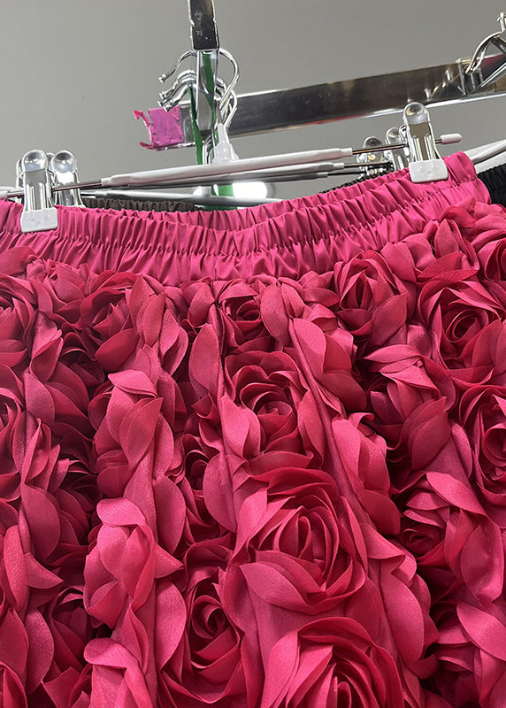Boutique Rose Elastic Waist Tulle Maxi Skirts Spring