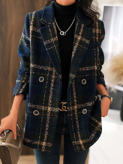Coats Retro Plaid Woolen Coat