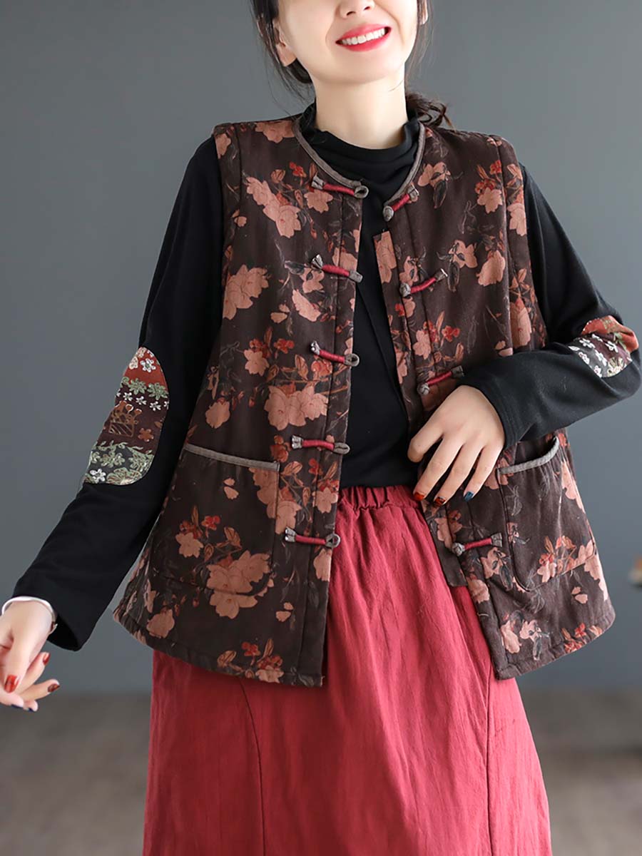 Artsy Ethni Print Frog Waistcoat