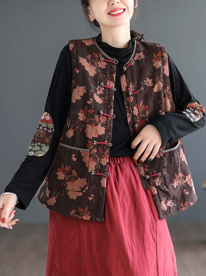 Artsy Ethni Print Frog Waistcoat