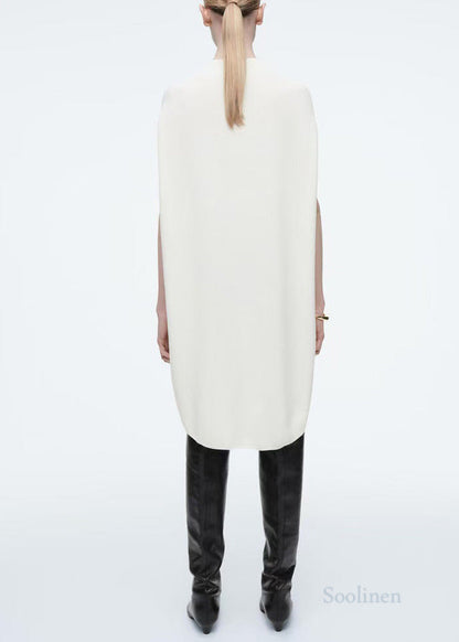 White Oversized Knit Dresses Batwing Sleeve