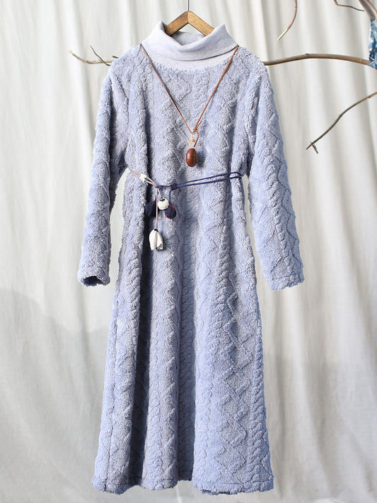 Winter Artsy Spliced Warm Loose Dress