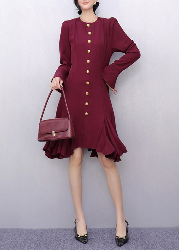 Red Ruffled Patchwork Maxi Dress Fall