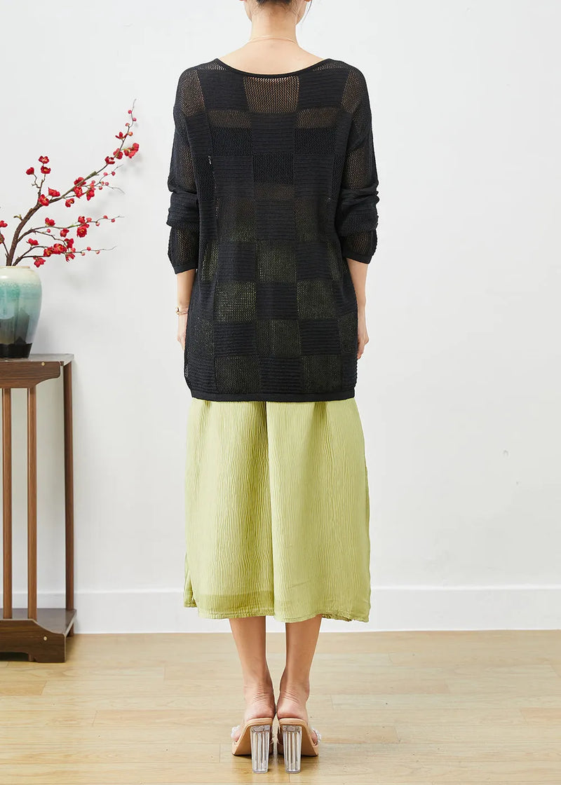 French Hollow Out Side Open Knit Tops and Skirts Two Pieces Set Fall