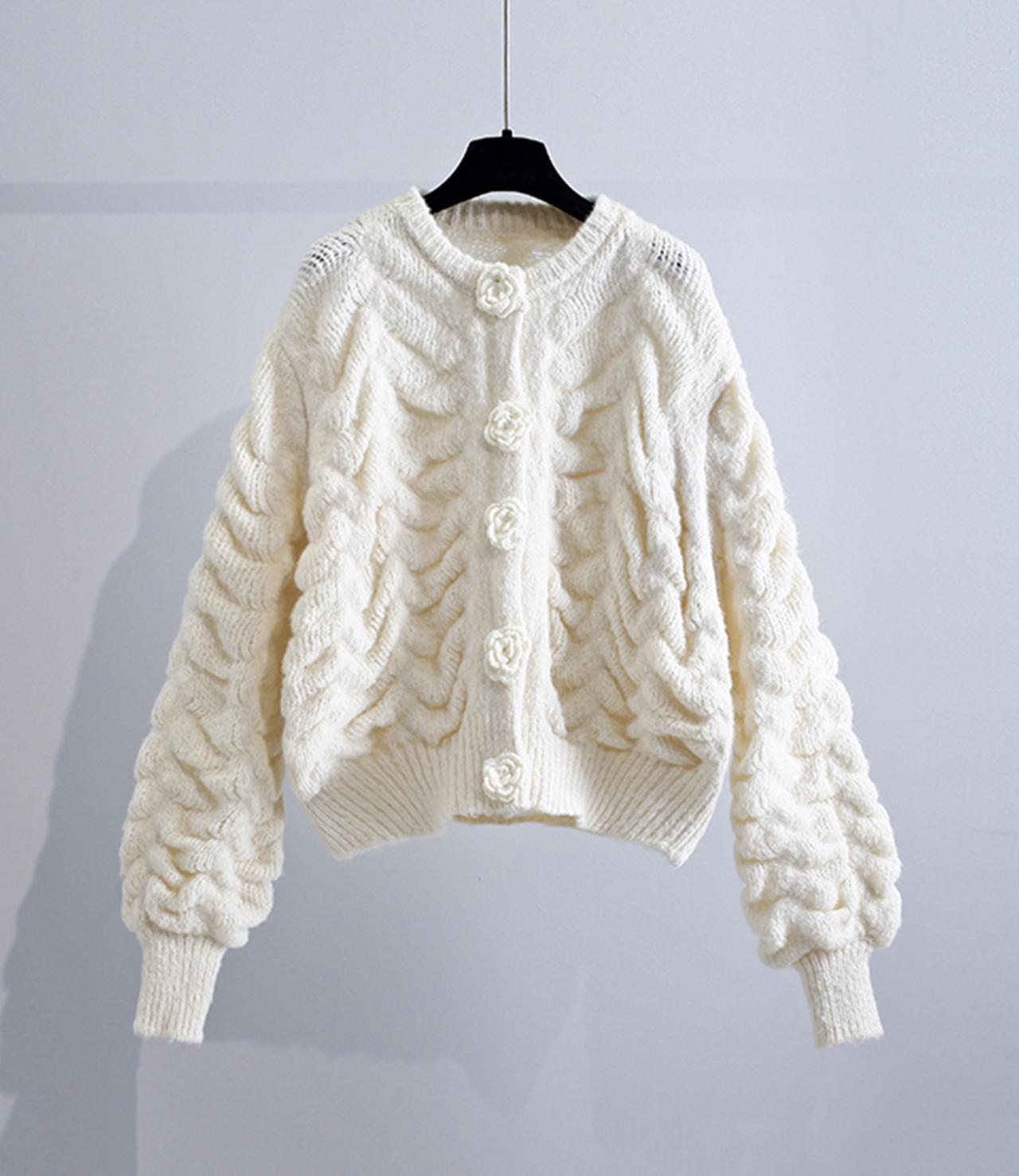 Flowers Long Sleeve Cardigan Sweater 027