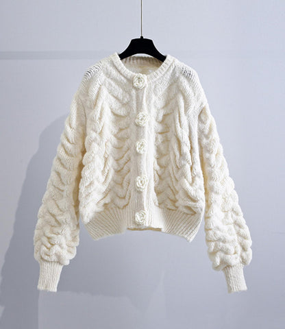 Flowers Long Sleeve Cardigan Sweater 027