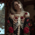 Comstylish Women Halloween Skull And Rose Vintage Round Warm Neck Sweater