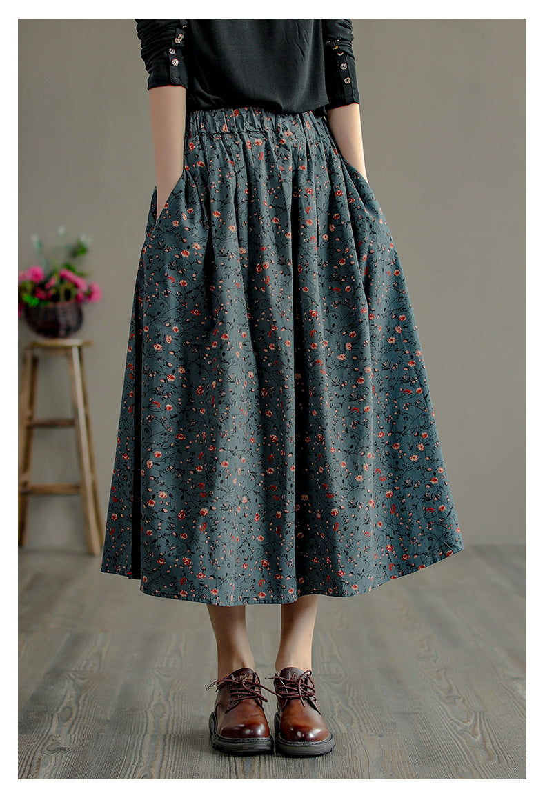 Retro Literary Mid-length Skirt