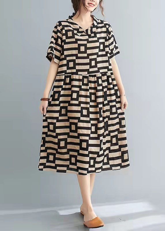 Diy Print O-neck Button Low High Design Vacation Dresses Summer